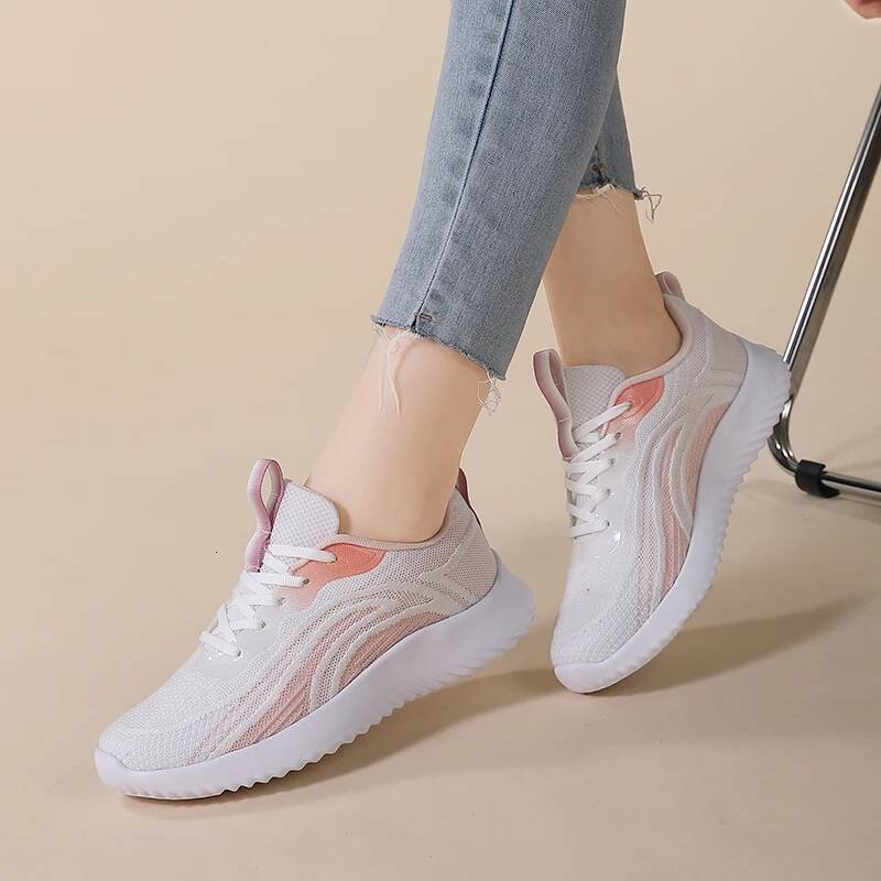 ddmyoutdoor Summer Breathable Women S Running Platform Lightweight Lace Up Training Shock Absorbing Outdoor Walking Casual Vulcanized Shoes Outdoor Sh