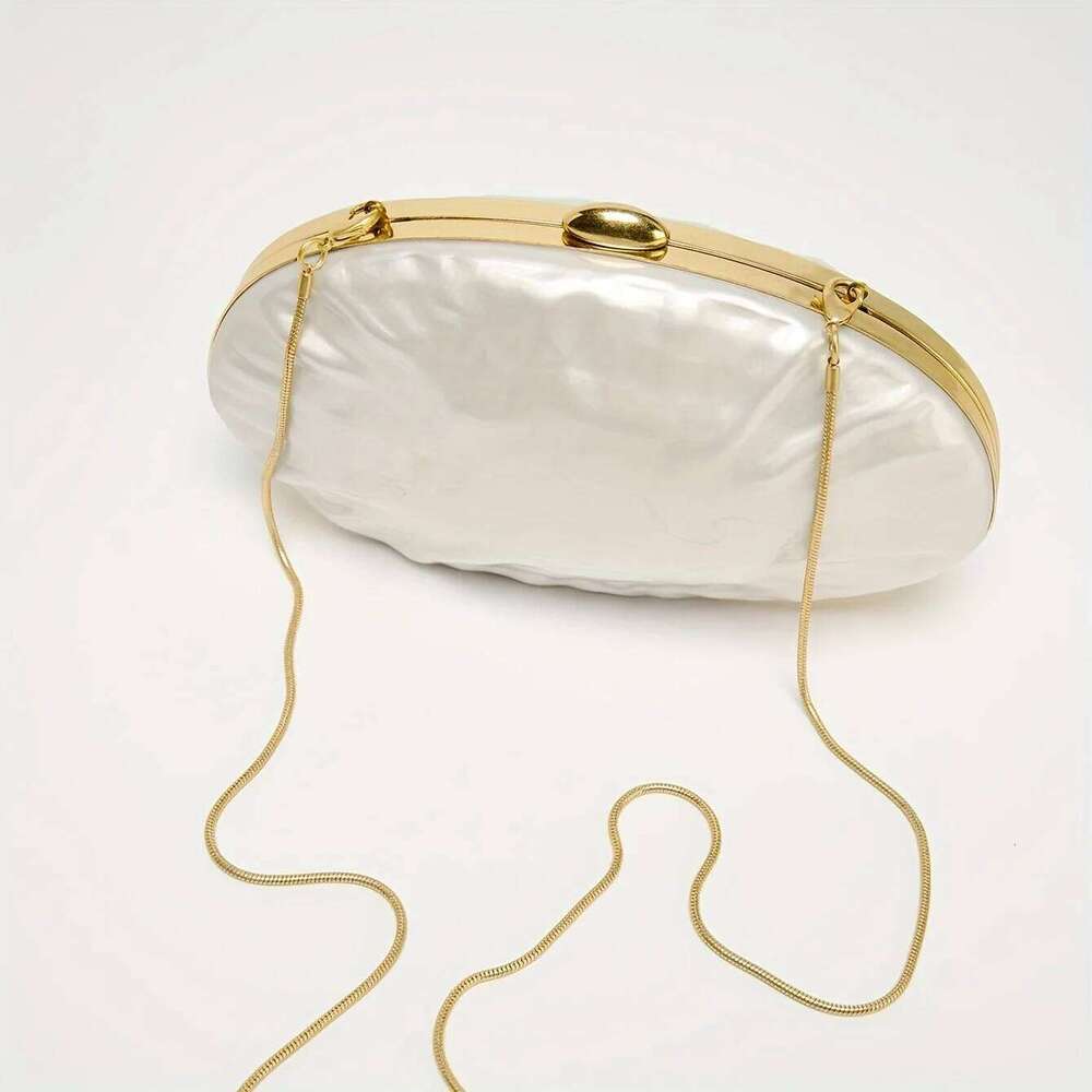 Shell Clutch Bag Acrylic pearl color frame purse women wedding evening party cute ivory handbag new 2025 spring