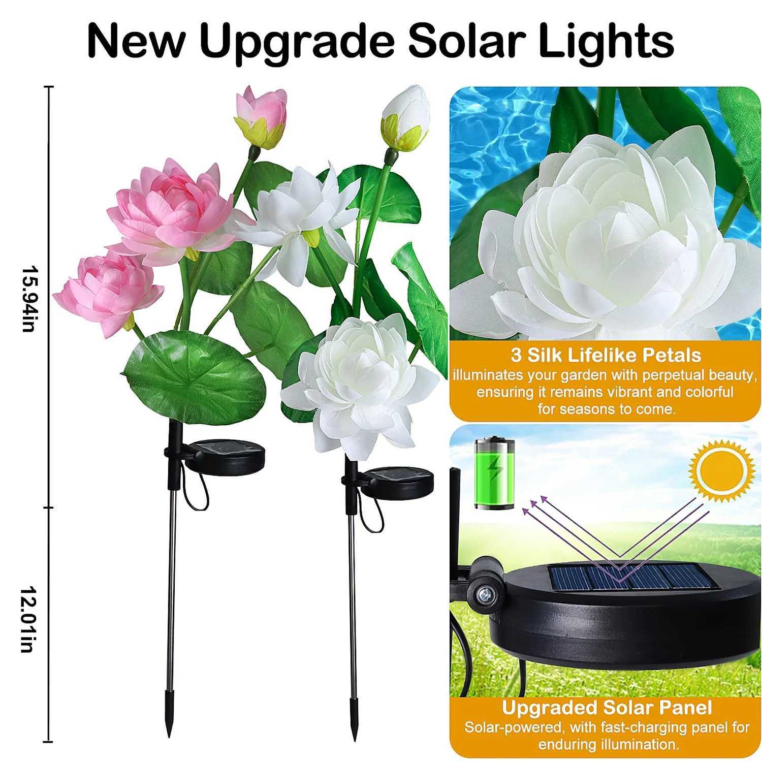 Lotus Solar Lamp Ground Outdoor Waterproof Yard Power LED Artificial Flower Light for Courtyard Landscape Garden Decoration XJ250606