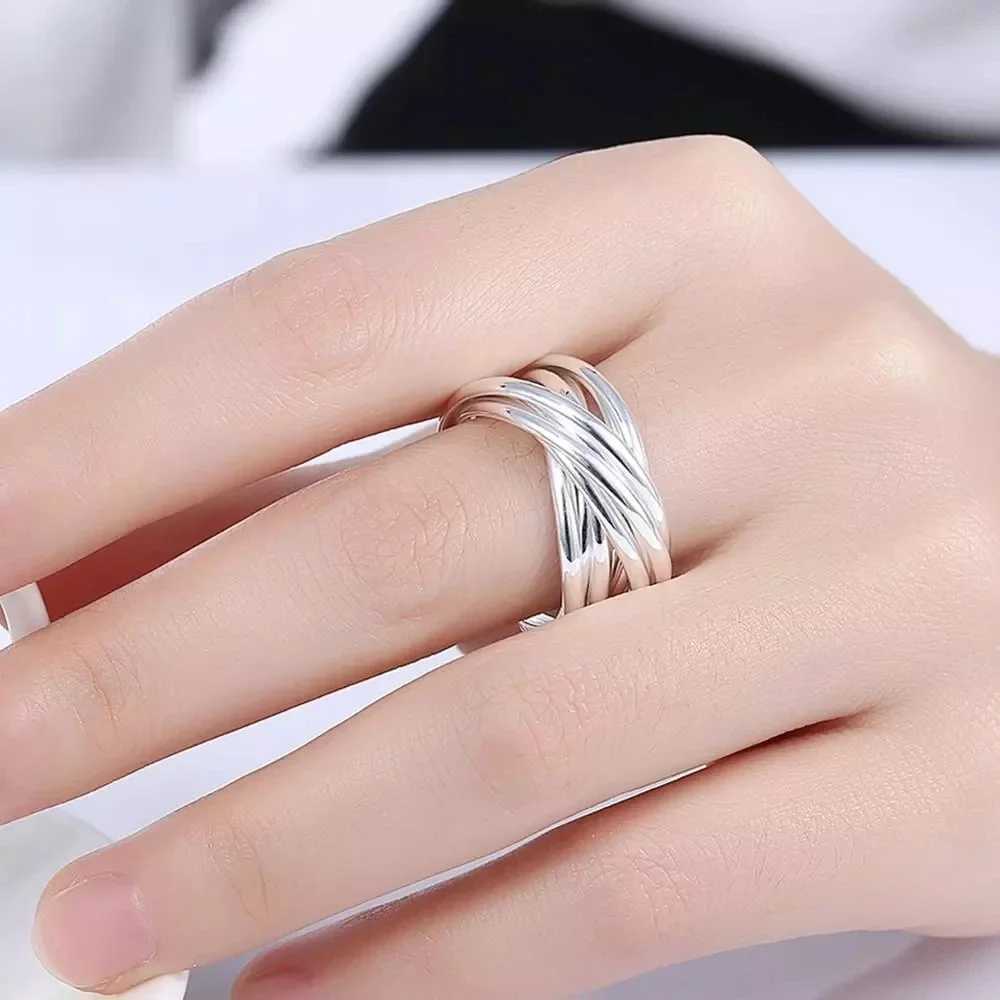 Hoy 925 Sterling Silver Fine Five Circles Ring For Women Fashion Folk-custom Wedding Party Christmas Gift Classic Jewelry XJ250606
