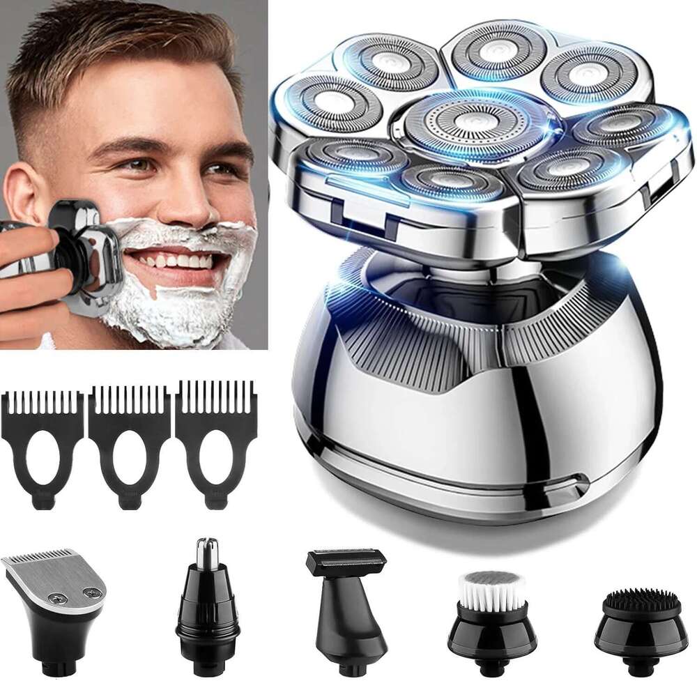 9D 6-In-1 Razor For Men Cordless Rechargeable & Waterproof Bald Head Shavers Electric Shaver