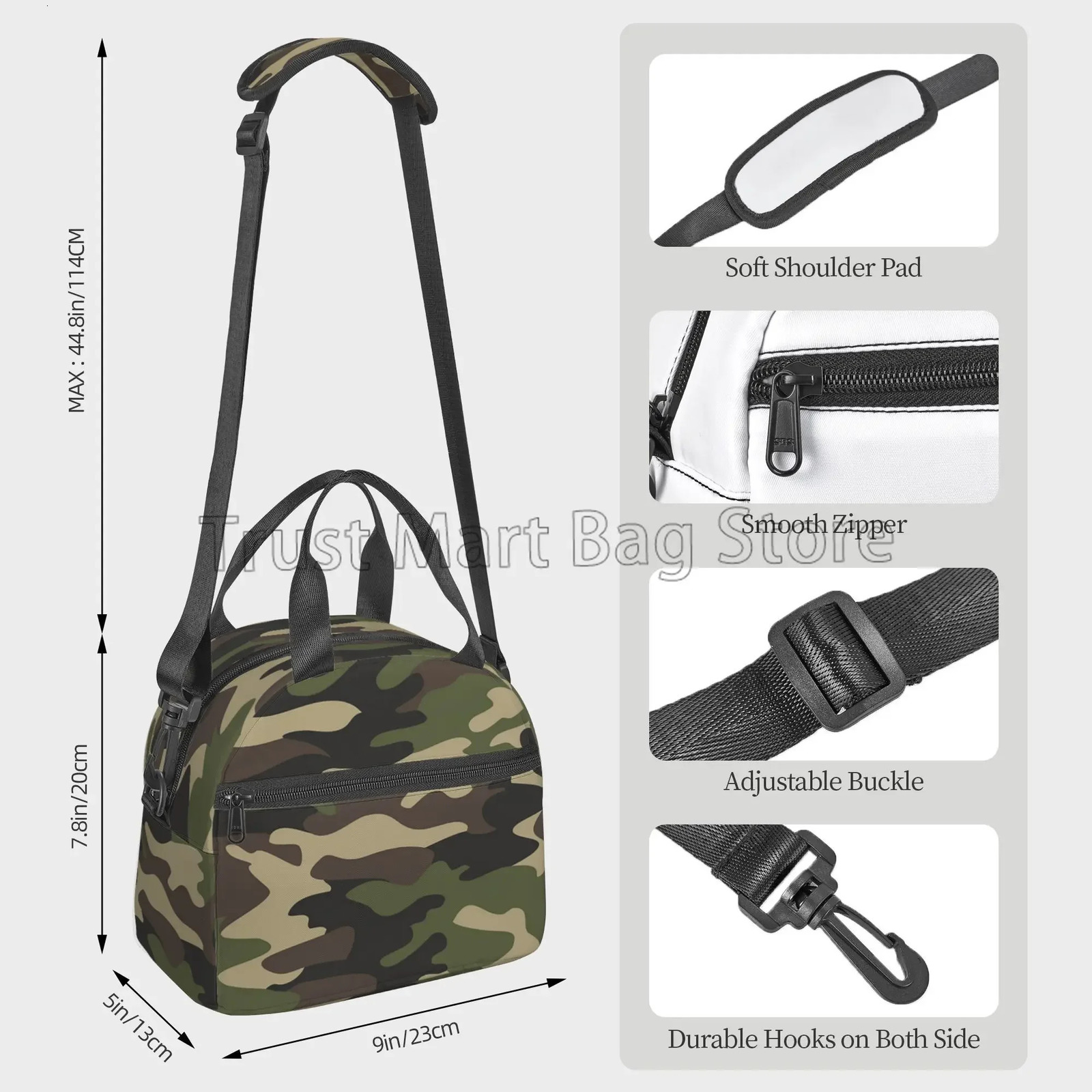 Green Camo Insulated Lunch Bag for Women Men Camouflage Waterproof Cooler Thermal Lunch Tote for Office Picnic Food Bento Box 250606