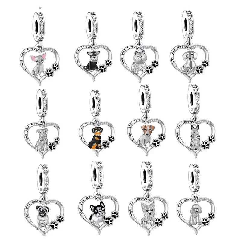 Huoonew Fit Original Pan Charm Bracelet 925 Silver I You Forever Yorkshire Dog Bead For Making DIY Memorial BerloqueXJ250607