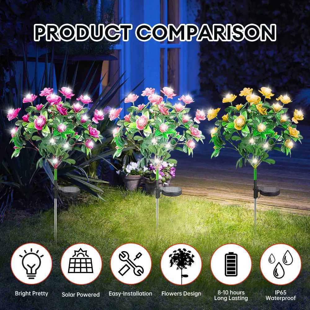 42LED Solar Lawn Lights Azalea Flowers Garden Tree Lights Outdoor Waterproof Landscape Decorative Lamp for Pathway Patio Yard XJ250606