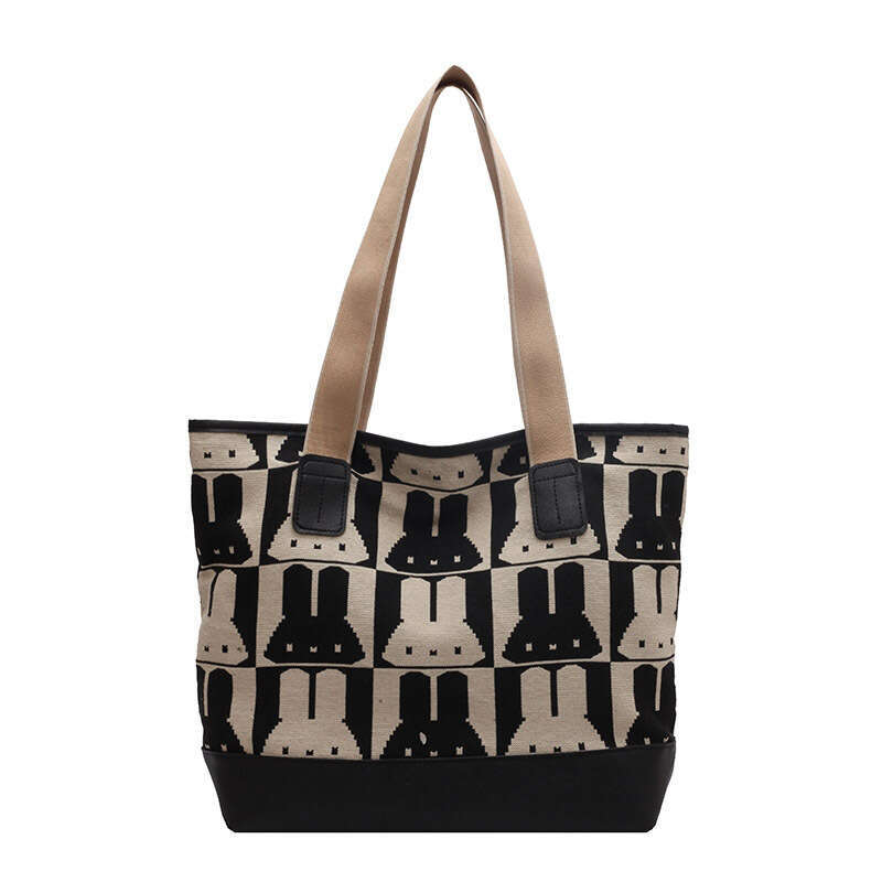 Large Capacity Canvas for Women, New Trendy Simple Style, College Student Tutoring Bag, Fashion Printed Crossbody Tote Bag