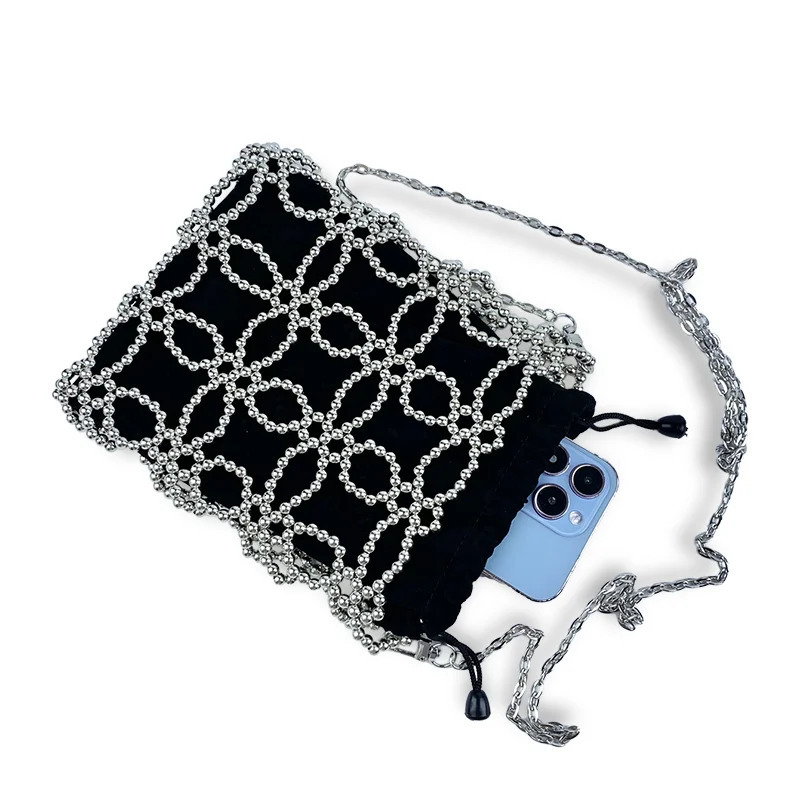 Summer Advanced and Fashionable Handmade Beaded Handheld Small Square Bag with Female Style Versatile Shoulder Bag 250605