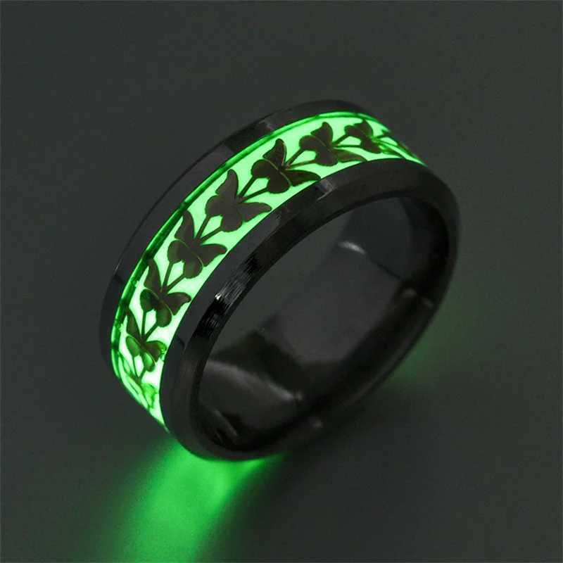 Luminous Stainless Steel Rings For Couple Dragon Love Heart Stainless Steel Fluorescent Rings Glow In Dark Jewelry Gift W250606