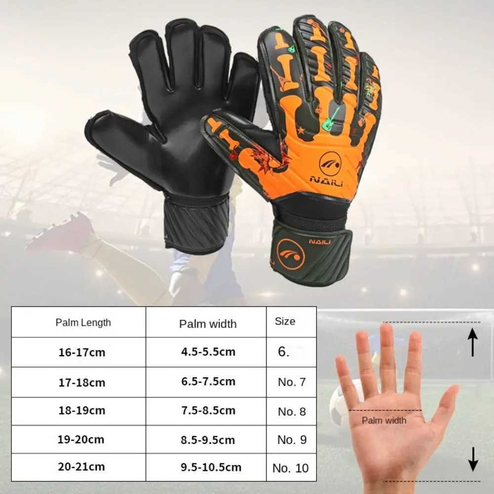 Anti Slip Goalkeeper Gloves Latex Thickened Kids Football Goalie Gloves Adjustable Protective Fingers Game Goalkeeper Gloves XJ250606