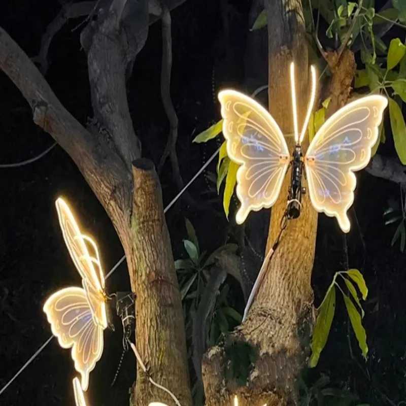 LED Outdoor Luminous Butterfly Lamp Wedding Decoration Vacation Party Garden Courtyard Christmas Decoration Lighting FixturesXJ250606