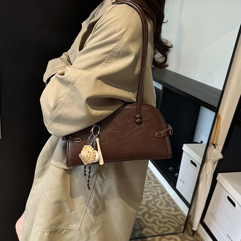 designer High-End Boston Bowling Bag 2025 New Niche Design Underarm Handbag Retro Single Shoulder Underarm Bag