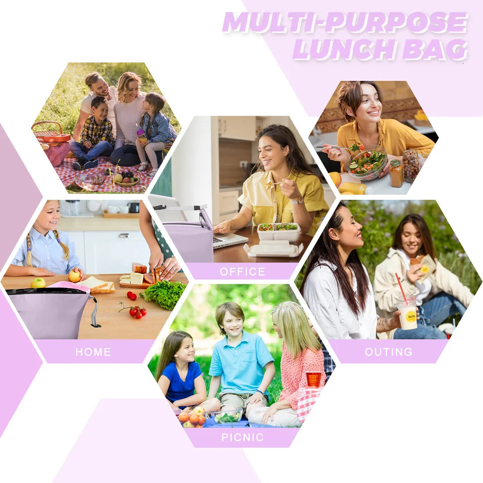 Portable Lunch Bag Woman Insulated Thermal Lunch Box Cooler Handbag Food Bag Carrier For Office School Travel Picnic 250606