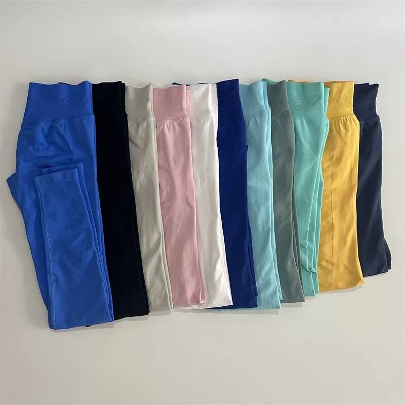 Women Low Ribbed Band Scrunch Bum Seamless Yoga Pants Gym Leggings Fiess Sweat Wicking Stretch Workout Tights