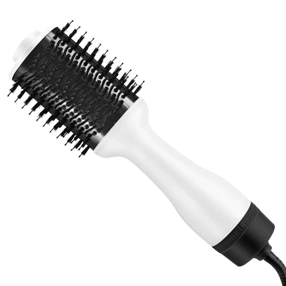 1000W Brush 2 In1 Negative Ion Puffy Rolls Straight Comb Hot Air Hair Dryer