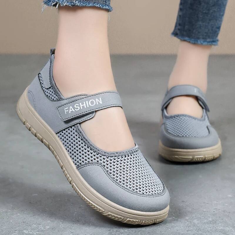 Ddmyoutdoor Ddmyoutdoor Women Summer Mesh Outdoor Flat Bottomed Soft Sole Breathe Cover Wearing Healthy Walking Casual Vulcanized Shoes Outdoor Shoes