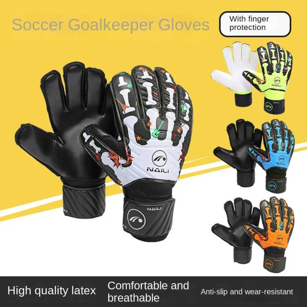 Anti Slip Goalkeeper Gloves Thickened Latex Kids Football Goalie Gloves Protective Fingers Cushioning Game Goalkeeper Gloves XJ250606
