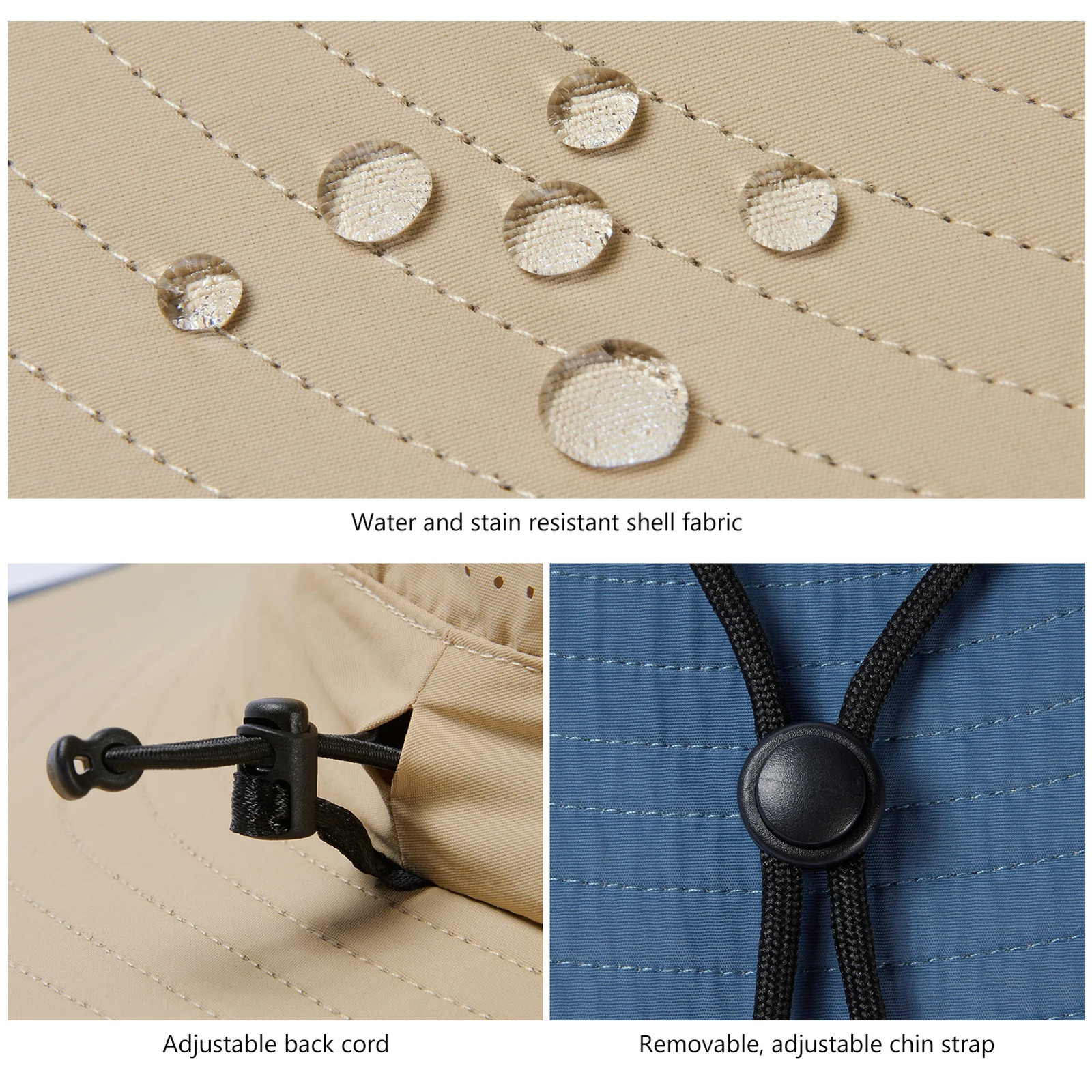 UPF 50 Foldable Birm Water-Resistant Sun Bucket Hat with Laser Perforated Mesh Adjustable for Men Women Outdoor 250605