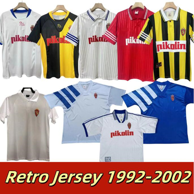 RETRO Real zaragoza soccer jerseys 94 95 camisetas de Poyet PARDEZA Nayim HIGUERA vintage classic kits football shirts calcio GELI BELSUE
