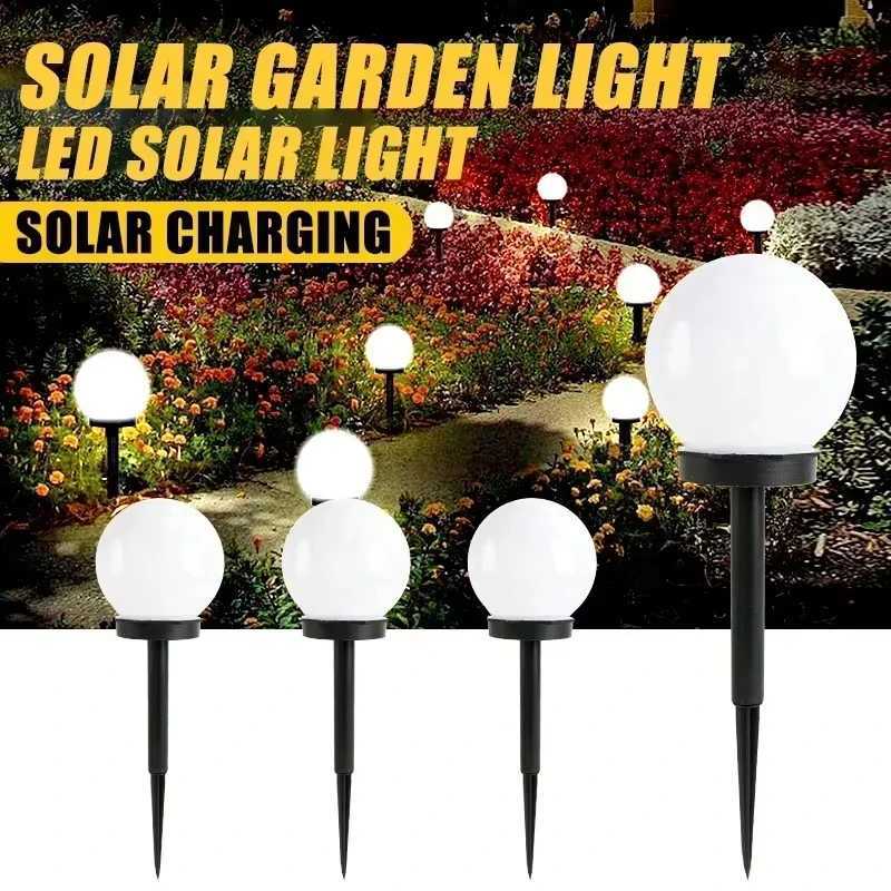 Solar Powered LED Round Ball Light Waterproof Outdoor Lawn Lamp Landscape Lighting Ground Plug for Garden Pathway Villa Decoration W250607