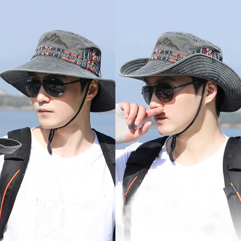 Summer Panama Bucket Hat Men Women 2025 Embroidered Bob Cap Outdoor Wide Brim Beach Sun Hat Vintage Fisherman Hats Visor Cap 250605