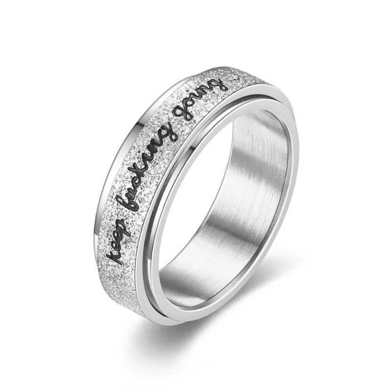 Fashion Inspirational Vibrant Stainless Steel Rotating Ring Adjustable Unisex Daily Wear Jewelry Keep Going Ring W250606