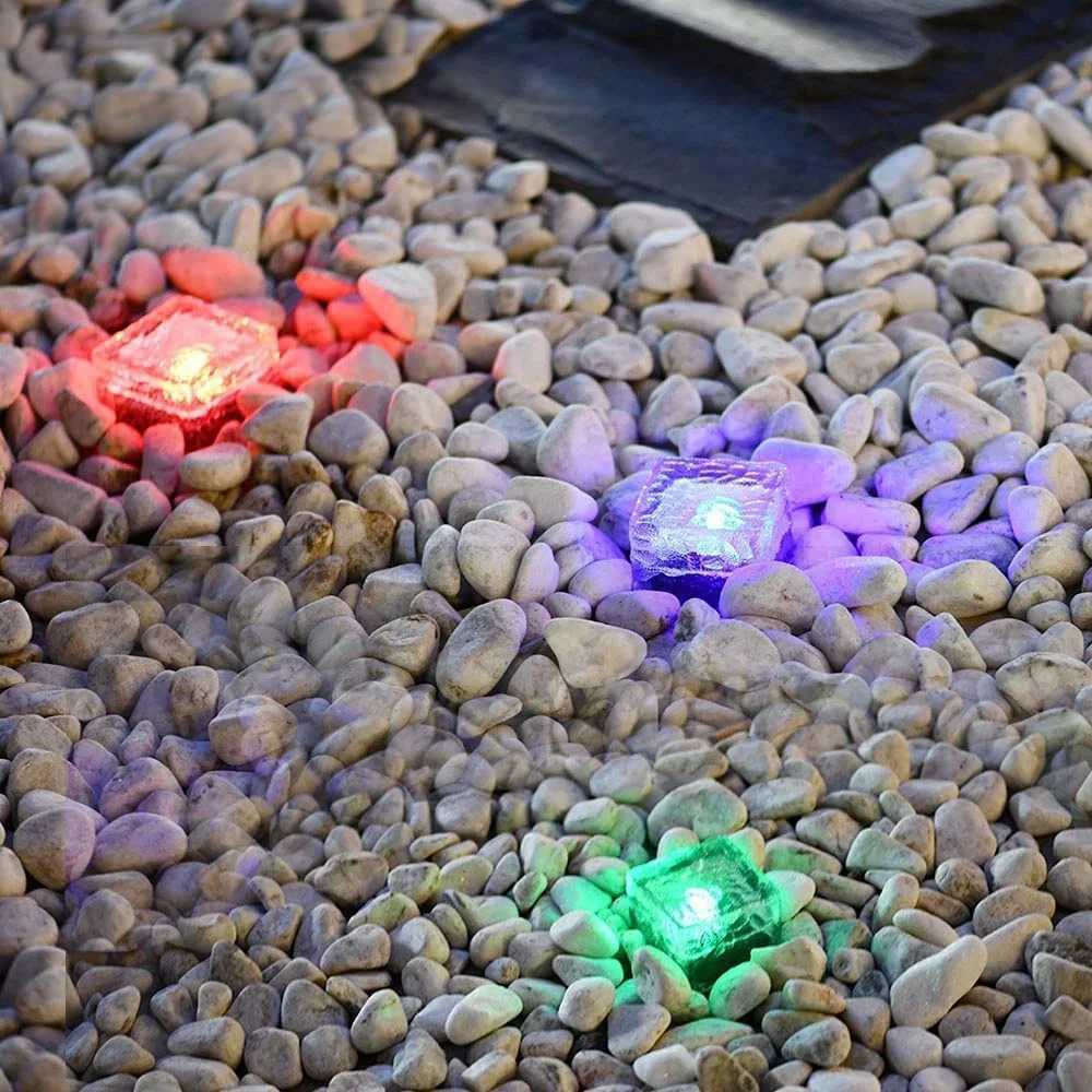 Solar Garden Lights Outdoor Paver Square Brick Ice Cube Sunlight Patio Walkway Pathway Step Solar Lamp Christmas Holiday Decor XJ250606