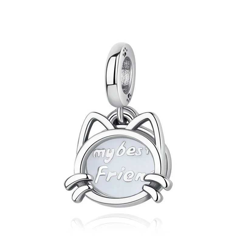 Original Silver-Plated Charms Pets Dog Cat P Print Pendant Beads Fit Pan Bracelets Necklaces Women DIY JewelryXJ250607