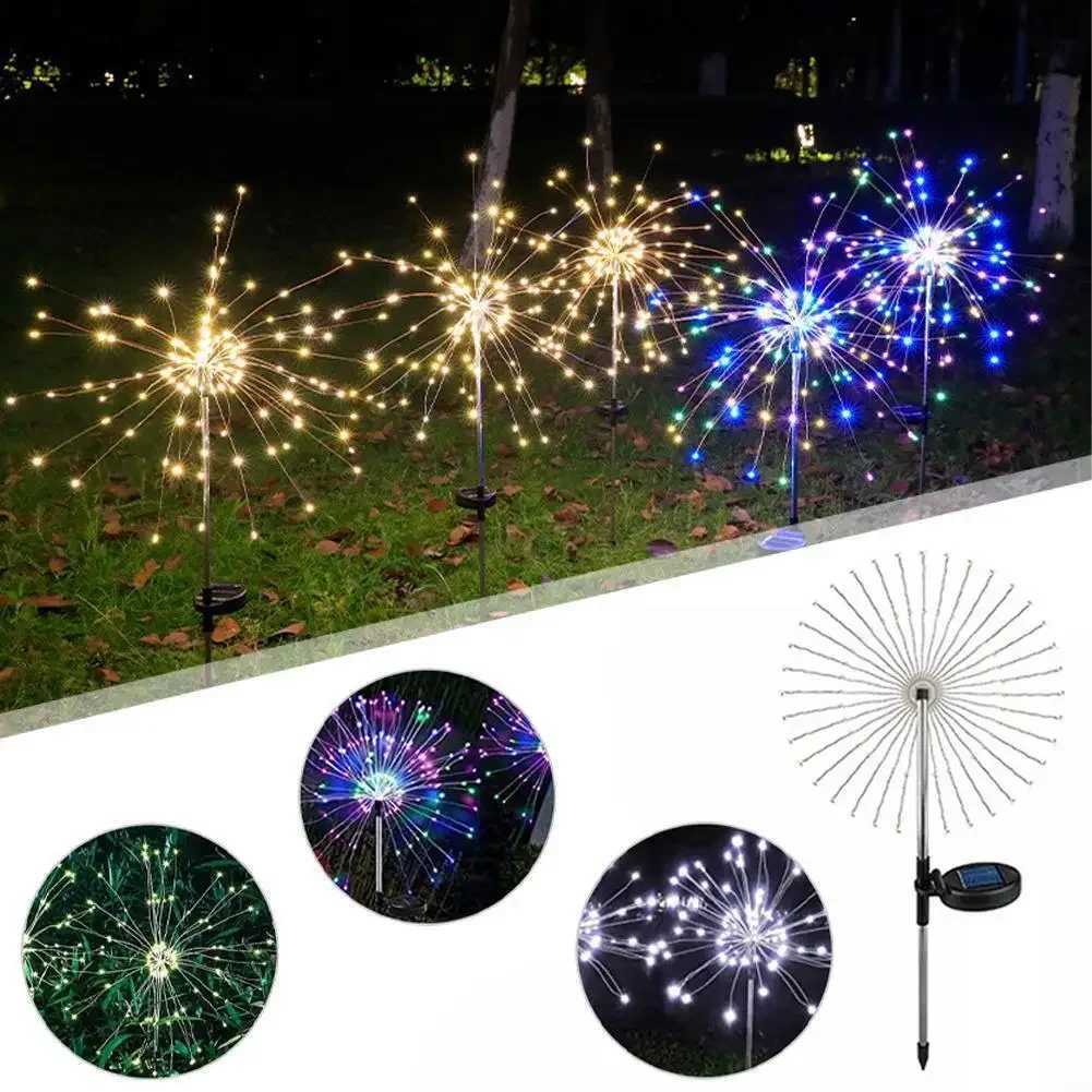 LED Solar Firework Lights Garden Decoration Fairy Lights Waterproof Outdoor Dandelion Lawn Lamp for Garden Landscape Lawn Decor W250607