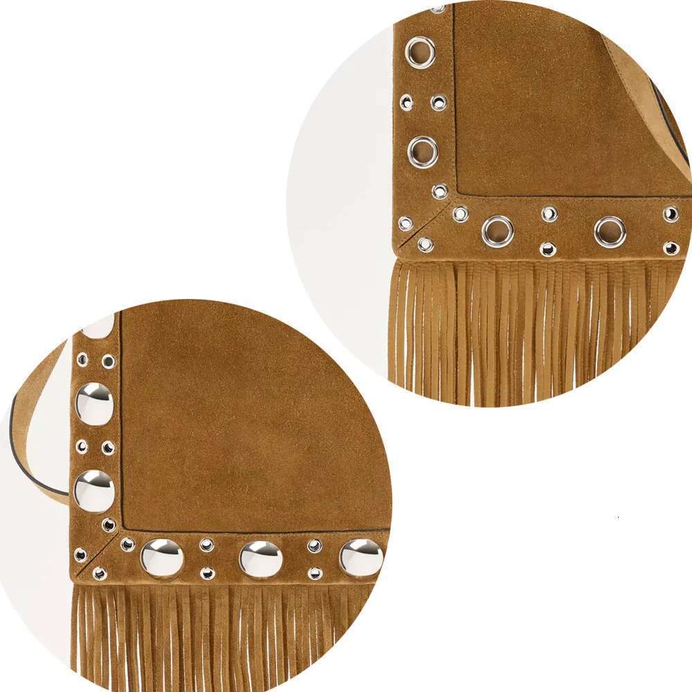 New Women's Handbag Boho Style Niche Design Rivet Shoulder Diagonal Span High-Quality Imitation Deer Skin Mobile Bag