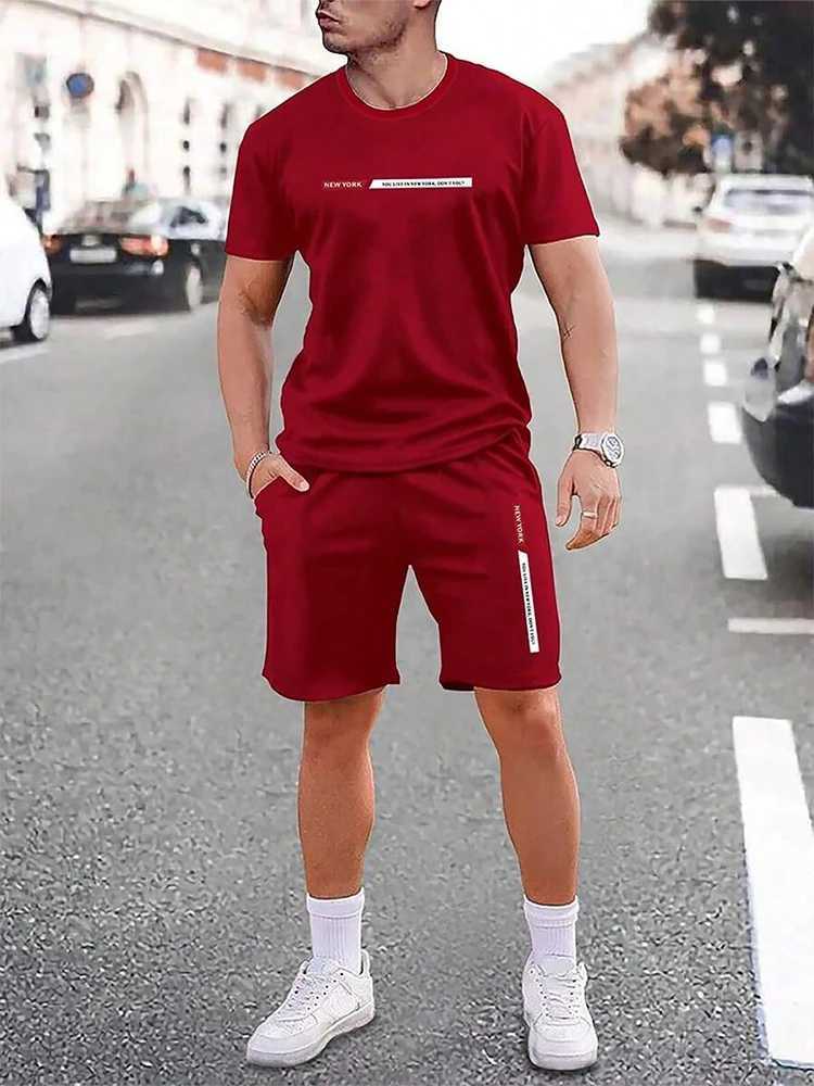 Fashion Mens Two Piece Sets Summer Outdoor Urban Street Style T Shirt Shorts Tracksuit Simple Daily Casual Comfortable Clothing W250609