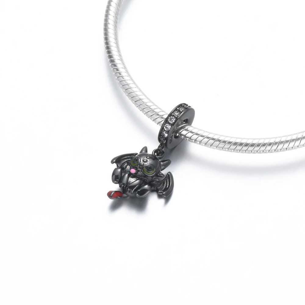 Hot Sale 925 Silver Charms Beads Black Animal Dog Fit Original Bracelet Making For Women Jewelry Fashion PendantXJ250607