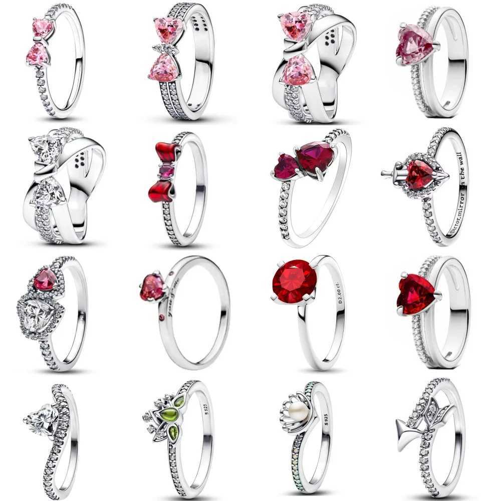 Mothers Day Bow Stone Daisy Size 6 7 8 9 Red Pink Stone Ring Rings For Women Men 925 Sterling Silver Jewelry Wedding Fine XJ250606