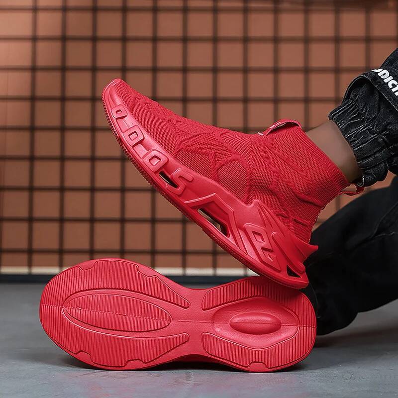 Ddmyoutdoor New Fashion Yellow Men S High Top Sneakers Big Size Breathable Mesh Running Slip On Sports Shoes Trainers For Outdoor Shoes