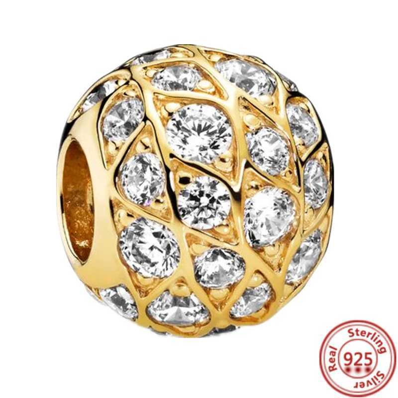 Sparkling 925 Sterling Silver Golden Series Charm Bead Fit Original Pantaro Bracelet Necklace DIY Fashion Women Jewelry XJ250607