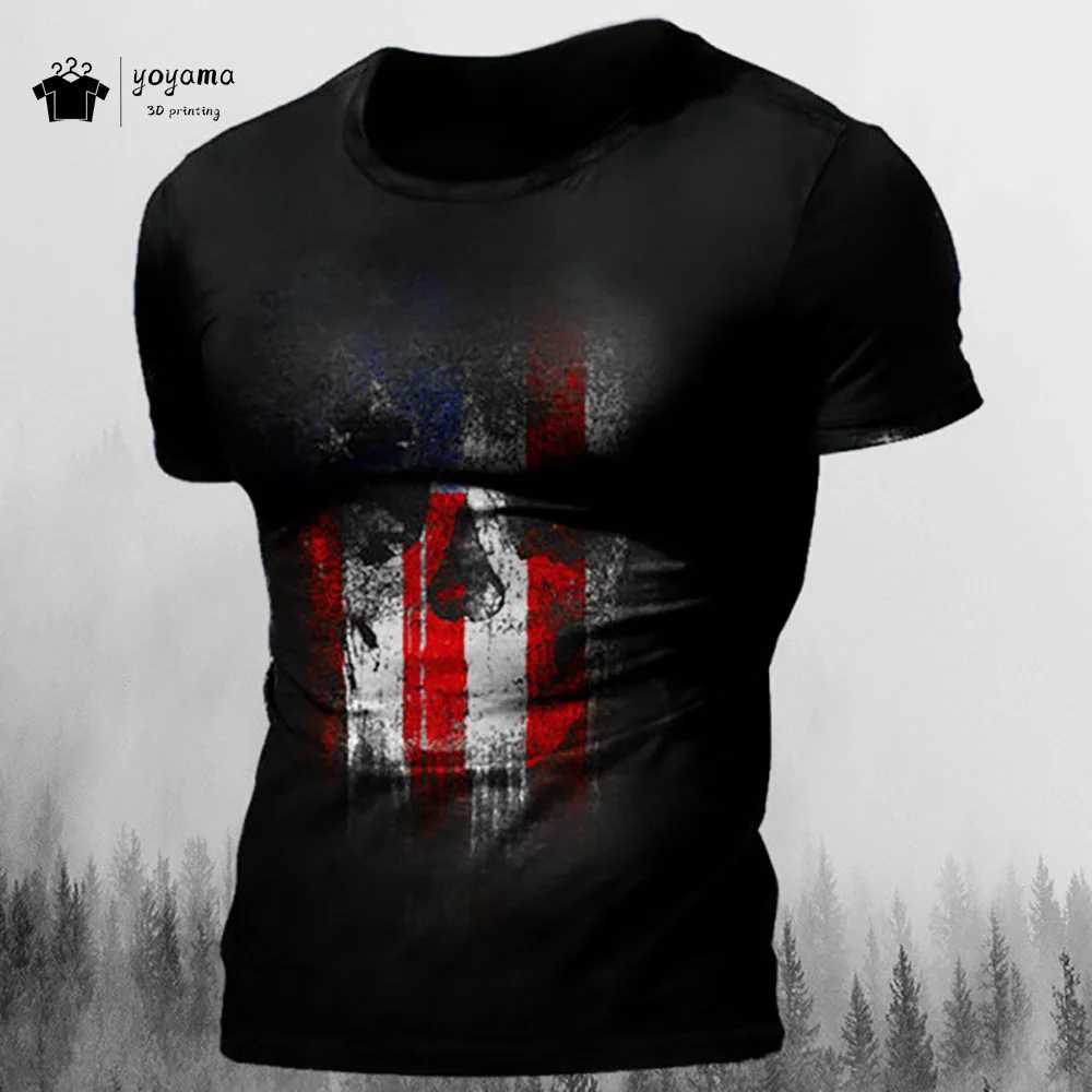 Mens T-Shirt Retro 3D Horror Skull Print Short Sleeve T-Shirt Hip Hop Party Streetwear Summer Mens Oversized Casual Clothing W250607