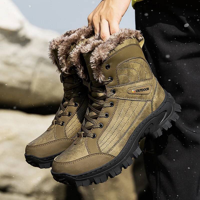 Ddmyoutdoor Men Winter Snow Platform Comfortable Ankle Plush Waterproof Anti Slip Warm Desert Boots Hiking Shoes Plus Size Outdoor Shoes