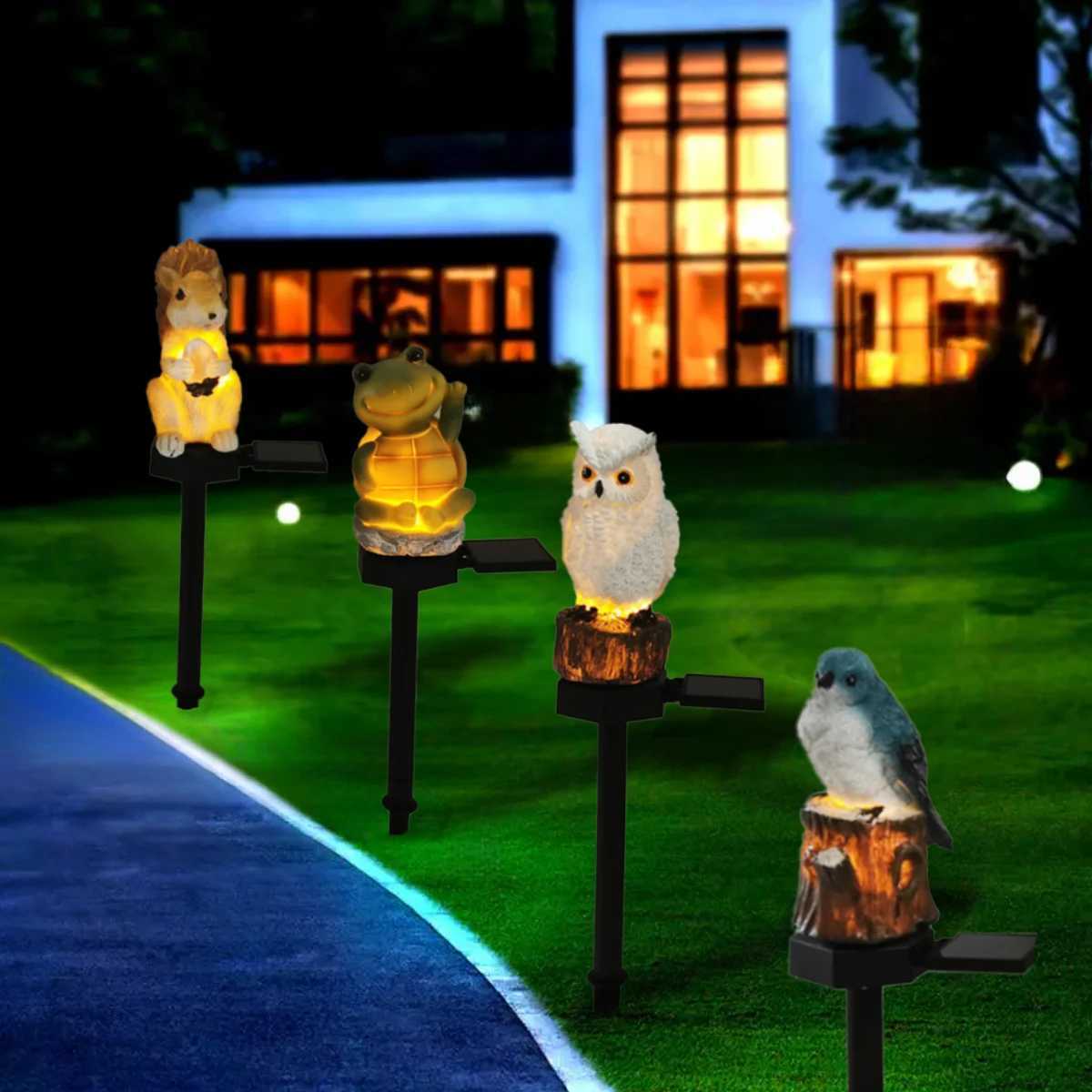 Solar Decorative Garden Light Waterproof Cute Animal Outdoor Figurine Lights Ornament Statue Decor for Pathway Patio LawnXJ250606