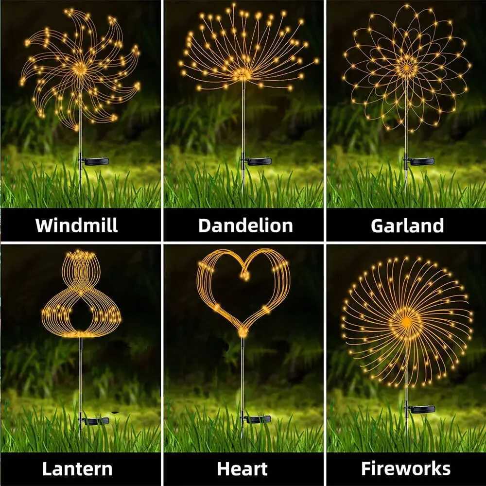 LED Solar Firework Lights Garden Decoration Fairy Lights Waterproof Outdoor Dandelion Lawn Lamp for Garden Landscape Lawn Decor W250607
