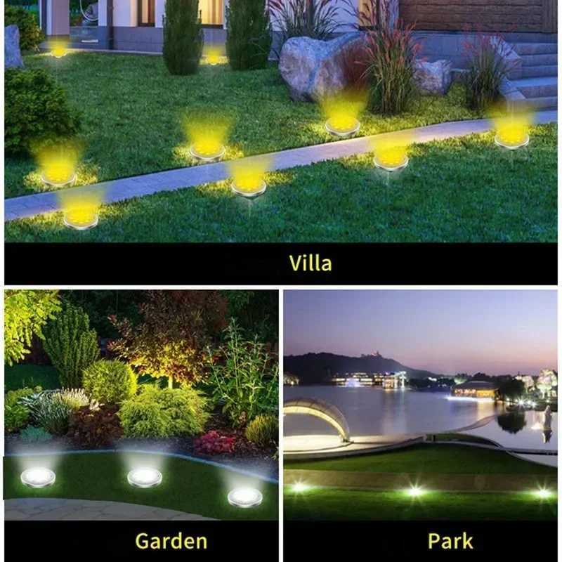 1/4Pack Solar Lights Outdoor 8 LEDs Disk Underground Lamp Spotlight Buried Solar Light for Home Garden Lawn Yard Decoration XJ250606