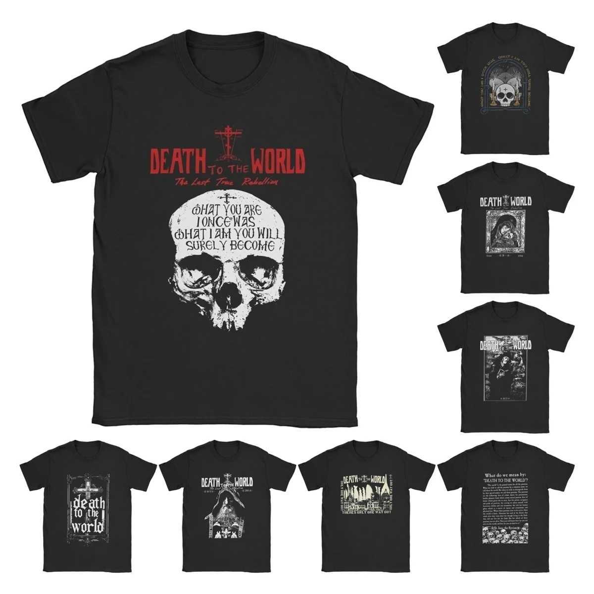 Vintage Russian Orthodox Saying Inscriptions Skull T-Shirts Men O Neck Cotton T Shirt Death to World T Plus Size Clothing X250607