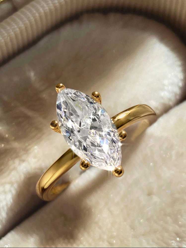 925 Sterling Silver Simple Classic 2 Carats Horse Eye Zircon Ring For Women Engagement Wedding Luxury High Quality Fine Jewelry XJ250606