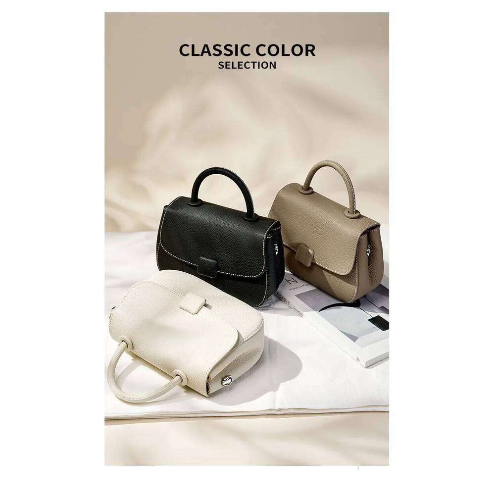 Zency Genuine Leather Simple Top Handle Handbag Women Designer Square Crossbody Satchel Flap Bag For Spring Summer