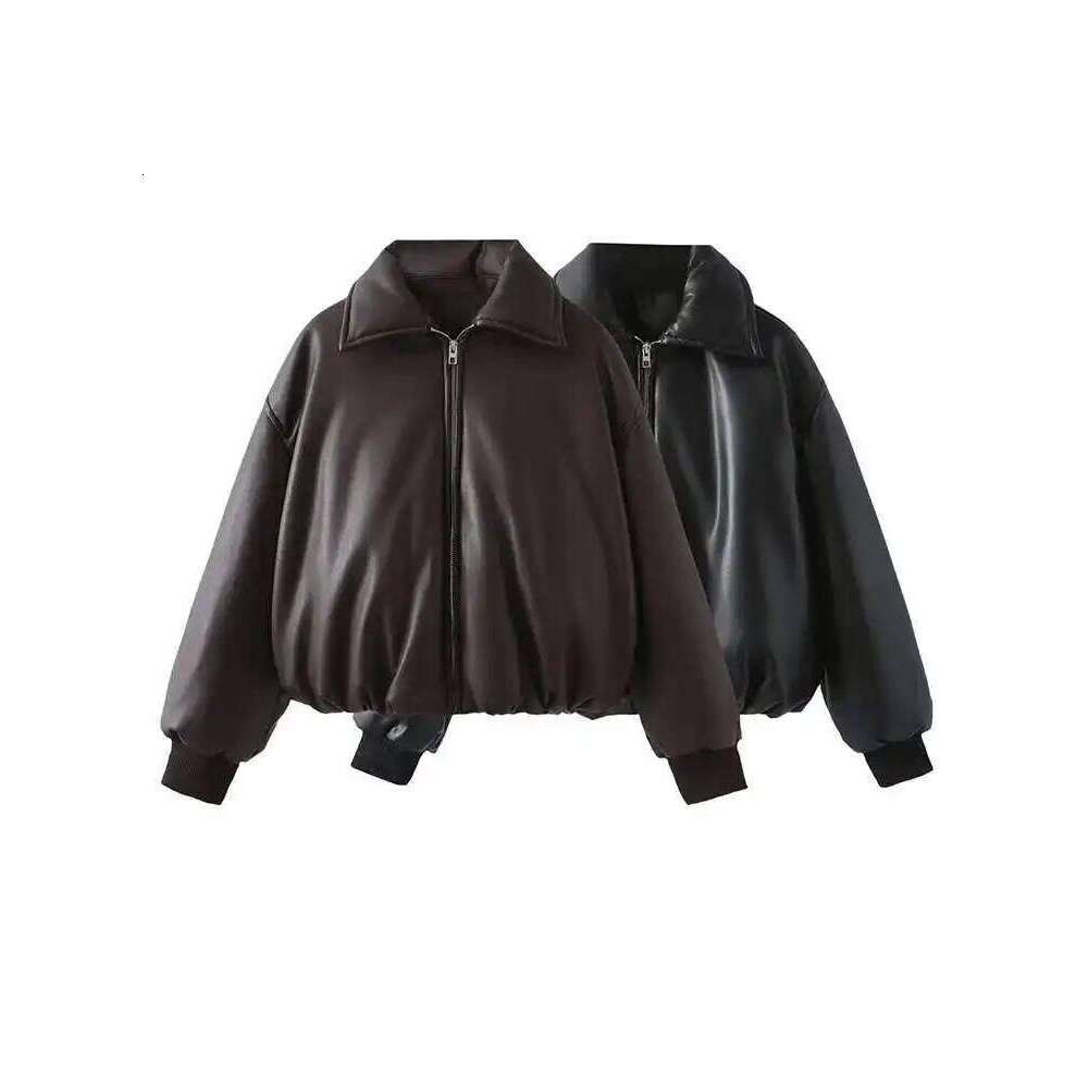 Women's Fashion Autumn Winter New Clothes Solid Color Leather Thicken Warm Female Short Cotton Jacket