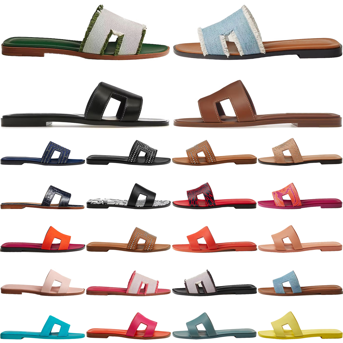 designer sandal oran sandals claquette famous women sandale Box Nior Bleu Clair Denim Womens sandalias luxury Leather Blanc Rose Gold BnAUK#