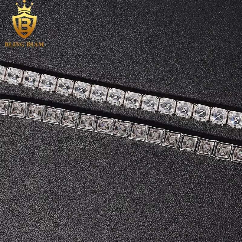 5.5mm New Arrival Hip Hop Jewelry 925 Silver VVS Moissanite Iced Out Tennis Chain Cluster Necklace Bracelet