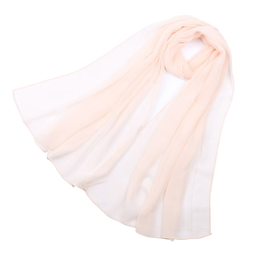T903 Spring and Summer solid color scarf drape soft Georgette long chiffon scarf female