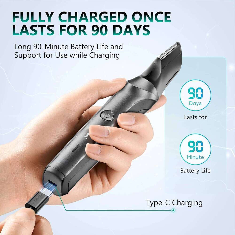 Kensen S6 Electric Body For Men Groomer Clipper Ipx5 Waterproof Groin Pubic Hair Trimmer With 2 Attachments Barber