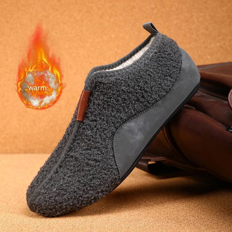 Ddmyoutdoor Men Winter Cotton Slippers Warm Plush Soft Sole Comfortable Indoor Home Slides Solid House Male Walking Flats Shoes Outdoor Shoes