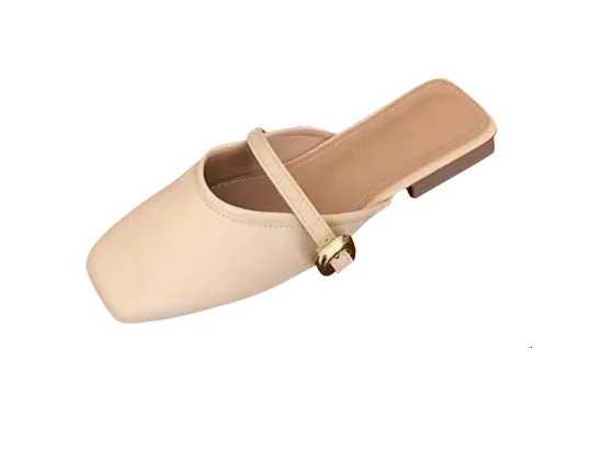 Summer French Gentle Baotou Half Slippers Women Casual Versatile Flat Bottom Shallow Mouth Single Shoes For Women 250603