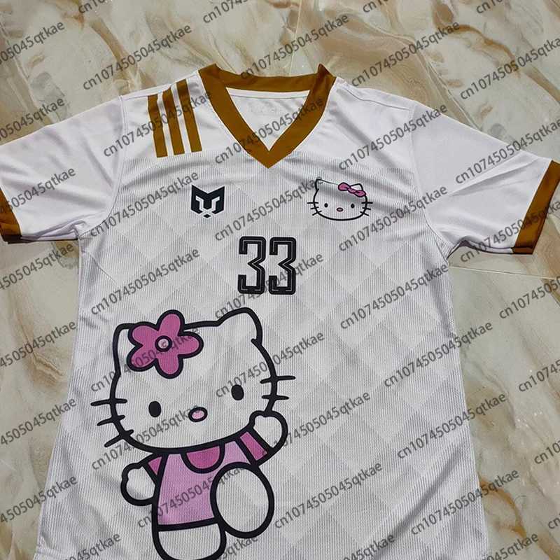 Sanrio 2025 Disney Cartoon Hello Kitty Short Sleeve T-shirt Men Women Summer Fashion Leisure Breathable Quick Drying Football Jersey w250607