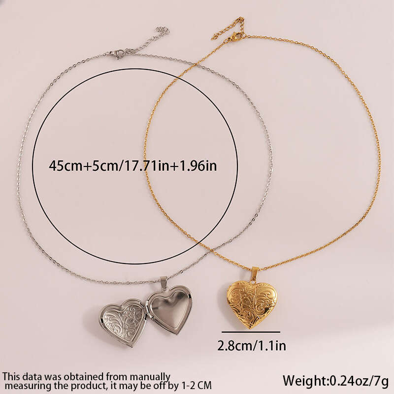 designer jewelry Stainless Heart-Shaped for Women Versatile High-End Fashion Engraved Photo Frame Box Couple Necklace Titanium Steel
